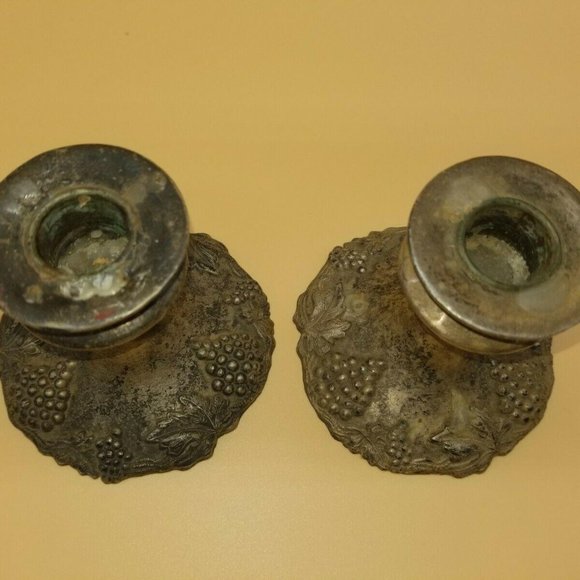 Benedict Proctor Accents Antique Silverplate Ep Lead Candle Holders